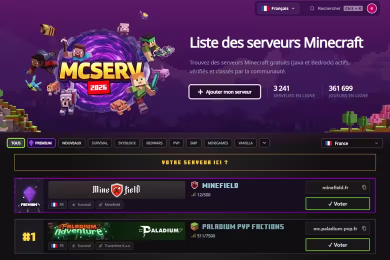 Nouvelle version MCServ.org