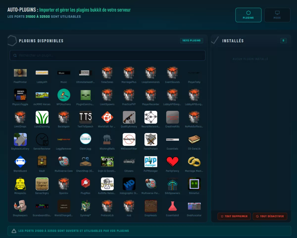 Recherche de plugins